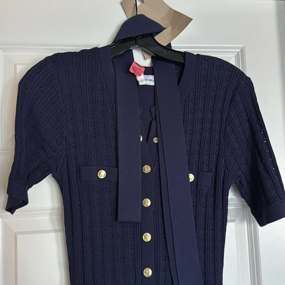 Rebecca Vallance Navy Dress with Gold Accents - Picture 4 of 6